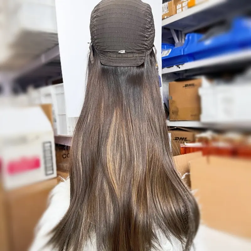 Dark brown color 28 Lace top wig Long length 130% density smoothly straight hair YR0042